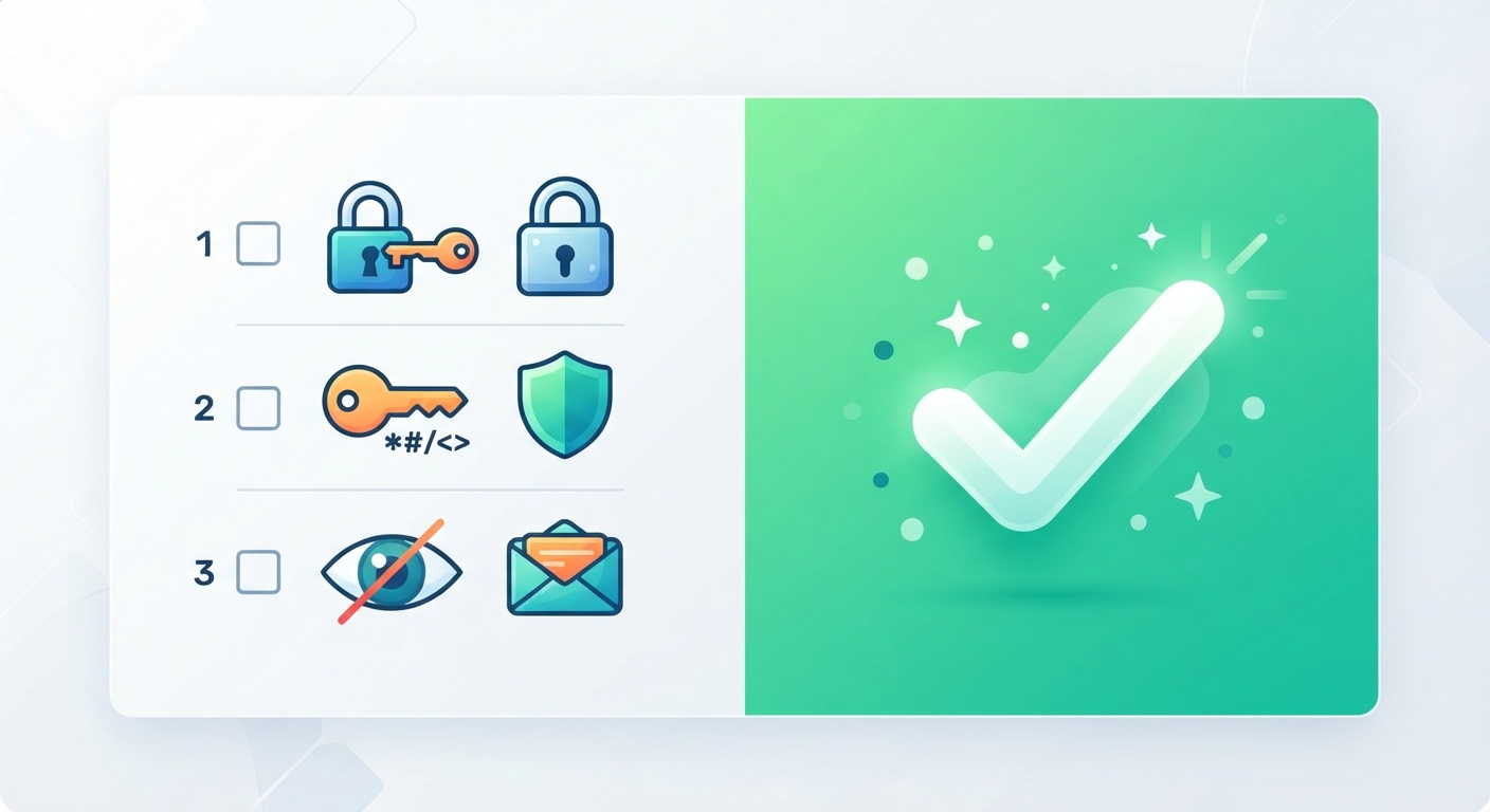 A split-screen graphic showing a checklist for domain transfer on one side (Unlock domain, Get Auth Code, Disable Privacy) and a green success checkmark on the other. Modern flat design, highly readable, suitable for a tech blog.
